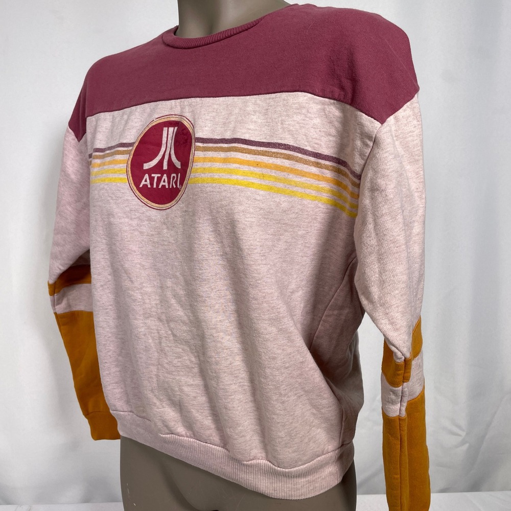 Atari Retro Color Block Red Pink Sweatshirt Women's MEDIUM - Picture 4 of 9
